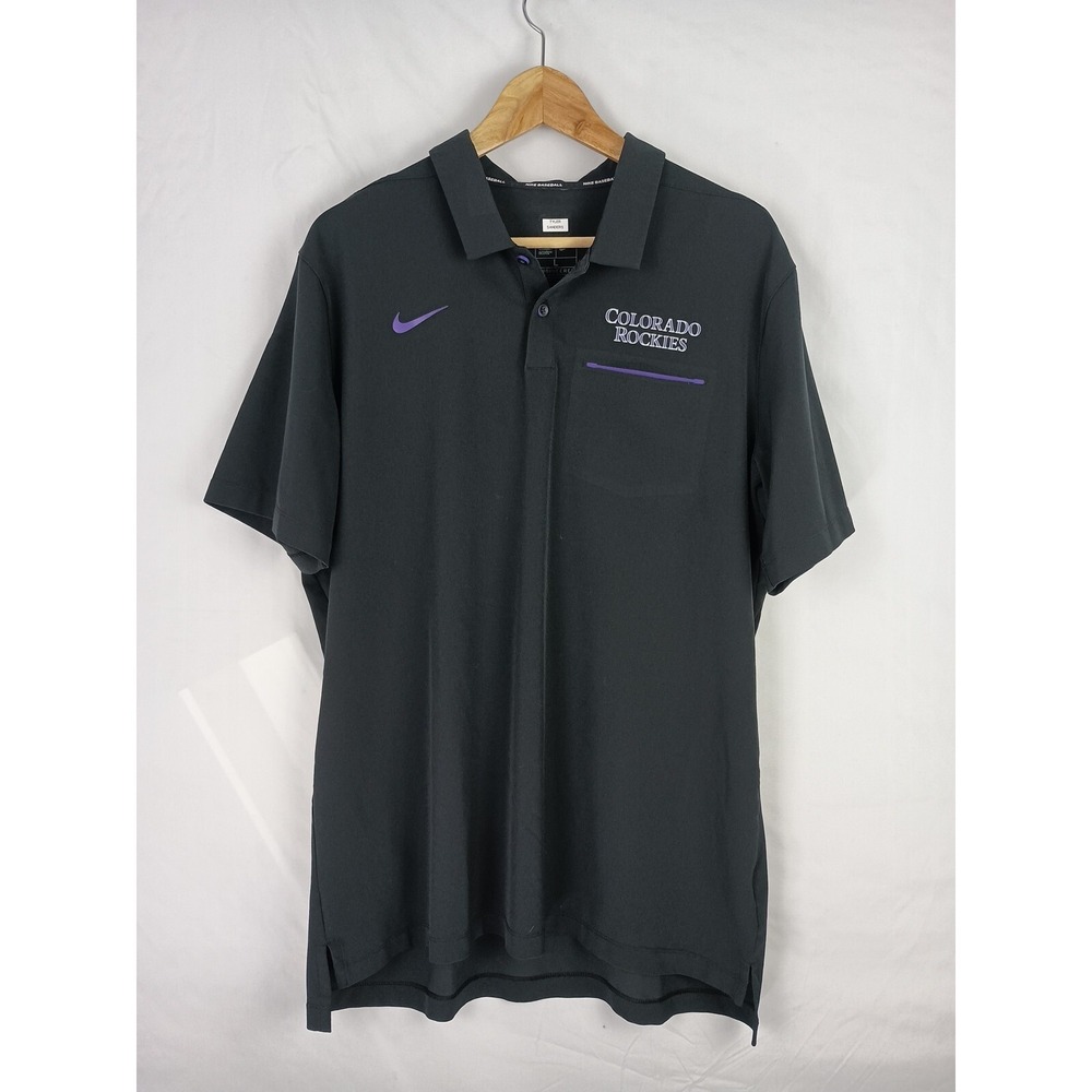 Nike Baseball Authentic Collection Colorado Rockies Polo Black Size Large Pocket